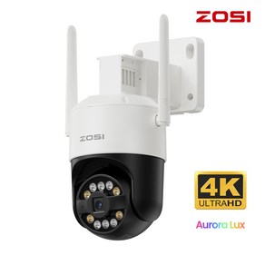 ZOSI WiFi CCTV 실외용 4K 800만화소 초고화질 감시카메라 스타라이트 야경 360도 무선 보안 카메라, C296 화이트, 1개