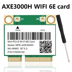 Wifi 6E AX210 미니 PCIE 5374Mbps Wifi 카드 트라이 밴드 무선 네트워크 Wlan 어댑터 180211axac Bluetooth 호환 5.2 MUMIMO, [3] IPEX Antenna, 1개