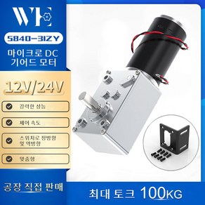 전동개폐기 5840-31ZY 소형 웜 기어 모터 DC 12V 24V 7RPM ~ 470RPM 속도 조절 가능 고토크 고출력 5.0, 30.24V 80RPM - Backet Moto, 1개