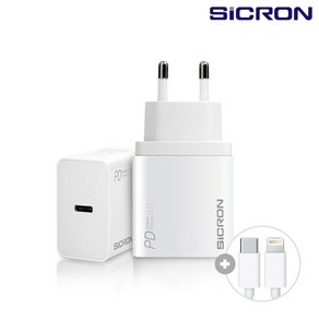 SICRON EN-838QPDI8 30W PD 고속 충전기, EN-838QPDI8(화이트), 1개