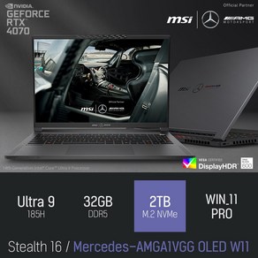 MSI 스텔스 16 Mecedes-AMG A1VGG OLED W11, WIN11 Po, 32GB, 2TB, 그레이