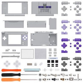 EXtemeRate 닌텐도 DS 라이트 NDSL 용 교체 풀 하우징 쉘 버튼 포함 케이스 커버 스크린 렌즈 클래식 SNES 스타일, 1개, 1) Classic SNES Style