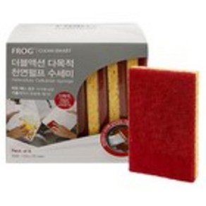 프로그 더블액션 다목적 천연펄프 양면 수세미 6개입 1개, 2개