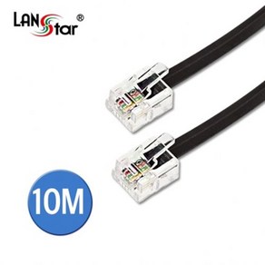 랜스타 LS-TEL6P4C-10MBK 전화선 케이블 RJ12 6P4C Black 10M, 1개