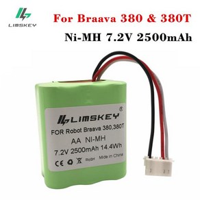 IRobot Baava 380t 질 로봇용 NiMH 배터리 Baava 380 민트 5200 민트 5200C 바닥 청소 및 질 로봇 7.2v 2, 1개, 한개옵션0