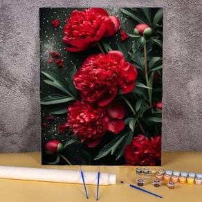 DIY 피포페인팅 유화 명화 그림 그리기 세트DIY 그림 모란 꽃 캔버스에 50x70 키트 아크릴 페인트 패키지, 08 30x40, 04 HMA124921