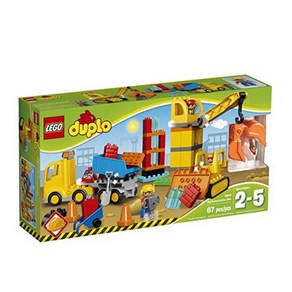 [ LEGO ] LEGO Duplo 큰 건설 현장 10813 장난감 덤프 트럭 장난감 크레인 및 장난감 불도저 세트 완전 유아 건설 장난감 세트 (67 조각)