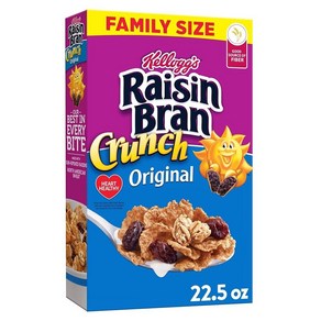 Kellogg's Raisin Ban 크런치 브렉퍼스트 시리얼 패밀리 브렉퍼스트 섬유 시리얼 패밀리 사이즈 오리지널 637.9g(22.25온스) 박스 (1박스), 1개, 637.9g