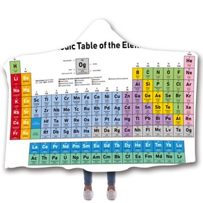 과학준비물 주기율표 디지털 인쇄 후드 담요 망토 스카프 선물 화학 교육 도구, 한개옵션1