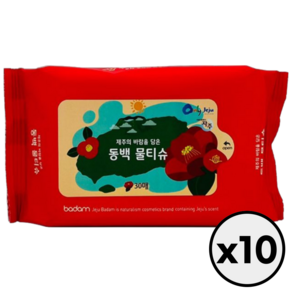 제주 동백 물티슈 30매 x 10개 제주바담 제주여행 선물 기념품