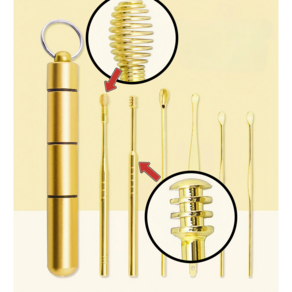 영롱공방 골드 귀이개 귀청소, 1세트, 6개입