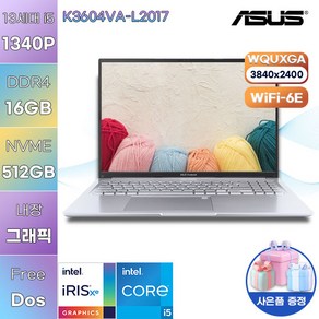 [ASUS] ASUS 비보북 16X OLED K3604VA-L2017 WIN11 아수스 노트북 고성능 고사양 노트북, FREE DOS, 16GB, 512GB, 코어i5, 쿨 실버