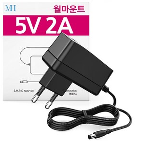 DC 5V 2A 어댑터 (월마운트) 벽걸이형 모뎀 허브 공유기 전원 5V2A아답터, 02.기본규격 5.5x2.1~2.5mm+3종젠더세트, 1개