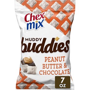 Chex Mix Muddy Buddies Peanut Butte Chocolate 첵스 믹스 머디버디즈 땅콩버터초콜릿 198g(10팩), 198.g, 198g, 1개