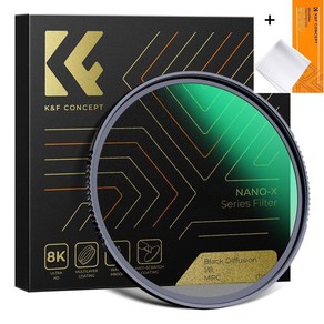 K&F Concept 49mm NANO-X Slim 블랙미스트 디퓨전 (1/8) 필터 (융포함) 8K AGC Glass Black Mist Diffusion Filte, 1개