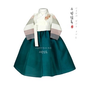 (백일 1~15세)은율여아한복 청록치마