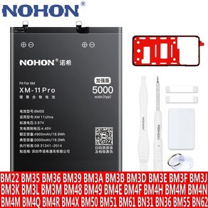 NOHON 샤오미 11 10 9 8 POCO F1 F2 M3 Pro Lite SE CC9 6 6X 5 5S 5X 4C A2 A3 Max Mix 2S Note 3 Pad 2 배터리