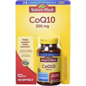 Natue Made 코엔자임Q10 코큐텐 네이처메이드 CoQ10 200mg 심장 건강 지원을 위한 식이 보충제 소프트젤 105개 105일 공급, 140 카운트(1팩), 2개, 105정