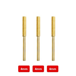 다이아몬드 코팅 원통형 버 4/4.8/5.5mm 전기톱 숫돌 파일 체인톱 샤프너 샤프닝 조각 연삭 도구 키트 3 개 6, [01] Gold 4mm 3pcs