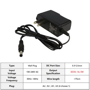 5W POWER 15W 8A AC 10A 30W 3A 5MM 유형 1A LOGIC 2 데스크탑 포트 5 DC5V 5A 50W 5 2A 240V 플러그 5V 40W 10W 어댑터, 2) 5V 1A 5W  US Plug, 1개