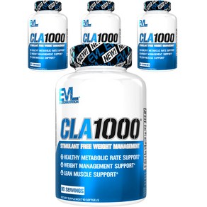 EVLUTIONNUTRITION CLA 1000mg 웨이트 매니지먼트 글루텐 프리 소프트젤, 90정, 4개