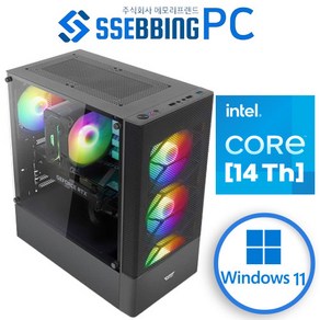 쌔삥PC 윈도우포함 I5-14400F RTX4070 SUPER 인텔 14세대 RGB쿨러 조립식 컴퓨터 조립PC 스팀 파이널스 배그 게이밍PC 본체