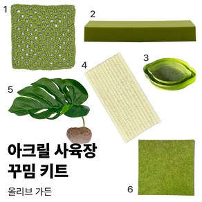 크레스티드게코 도마뱀 사육장 꾸미기 세트 반모리 아크릴 사육장 꾸밈 키트, 올리브 가든, 1개