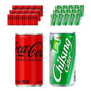 코카콜라 제로 칠성사이다 190ml 2종 30캔 세트, 1세트