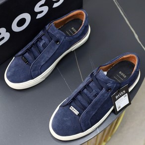 HUGO BOSS 남성 가죽 캐주얼 운동화 블루 50499897-430