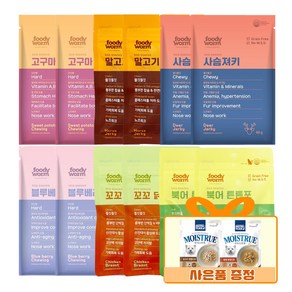 푸디웜 저알러지 강아지 간식 + 증정 강아지간식, 1개, 40g, 혼합 6종 2개씩 12개