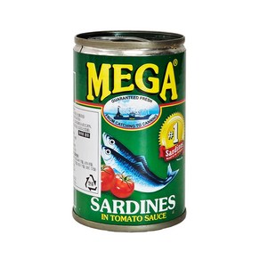 필리핀 메가 토마토 소스 정어리 통조림 / MEGA Sadines in Tomato Sauce, 155g, 1개