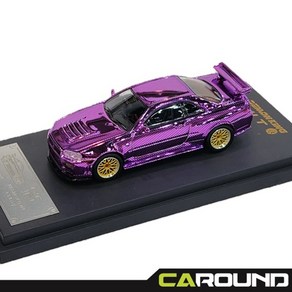 Demon King Auto 1:64 닛산 스카이라인 GT-R (R34) - 카본 퍼플 (후드 오픈), 1개