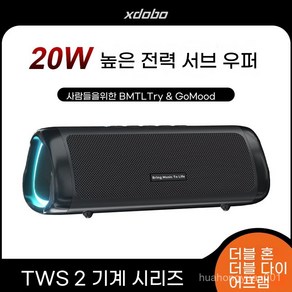 XDOBO BMTL Ty&Go 무드 휴대용 야외 스피커 RGB 라이트 베이스 서브우퍼 무선 방수 TWS 지원 TF/AUX 뮤직 박스, 블랙