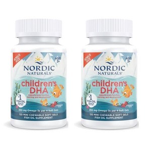 Nodic Natuals Childen's DHA 노르딕 내추럴스 3-6세 유아용 DHA 오메가3 피쉬오일 딸기맛 소프트젤, 120정, 2개