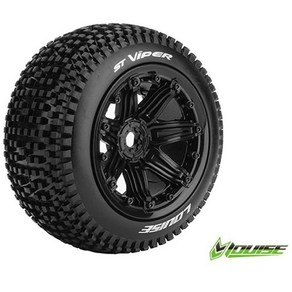 LOUISE RC L-T3289B ST-VIPER 1/8 STADIUM TRUCK TIRE / SPORT BLACK SPOKE RIM HEX 17MM 본딩완료(반대분) (1/8몬스터타이어), 1개