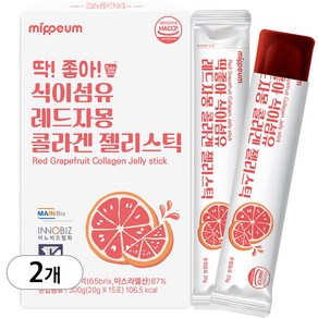 미쁨생활건강 딱좋아 식이섬유 레드자몽 콜라겐 젤리스틱, 2개, 300g