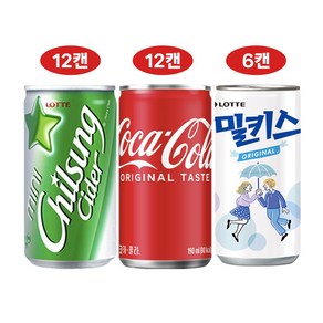 탄산음료 3종 혼합세트 총 30캔(칠성사이다 코카콜라 밀키스), 30개, 190ml