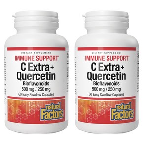 네추럴팩터스 비타민 C 500mg 엑스트라 + 퀘세틴 바이오플라보노이드 250mg 이지 스왈로우 캡슐, 2개, 60정