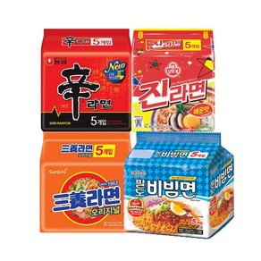 농심 신라면 5개 + 진라면 5개 + 삼양라면 5개 + 팔도 비빔면 5개