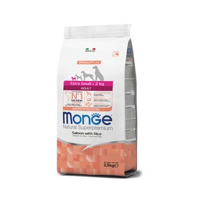 [DOG]몬지 내추럴 슈퍼프리미엄 엑스트라스몰 어덜트 연어와 쌀 2.5kg / 12개월 이상의 반려견, 1개