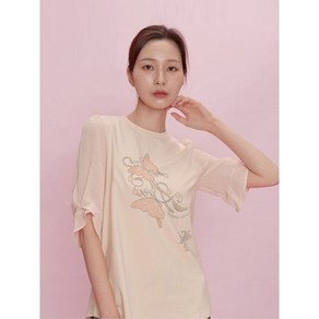 크로커다일레이디 라이트 핑크 토트 라운드 티셔츠 CLBMTS125