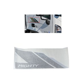 제이몰/현대 올뉴마이티 은색 무늬 도어스티커/2021년식/좌우구분/개당판매/MIGHTY로고, 1개