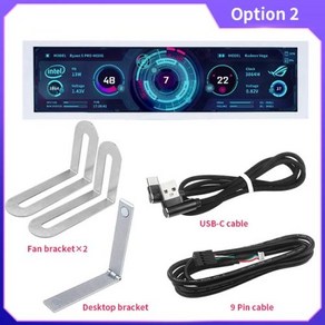 메인보 8.8 인치 IPS C 타입 보조 스크린 케이스 CPU GPU RAM 컴퓨터 모니터 USB 디스플레이 튜링 스마트 AIDA64 필요 없음, [02] Option 2