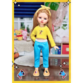 #파올라레이나 32cm ( G옐로우 크롭 티셔츠 ) #USD 26cm #도리스돌 30cm 옷[마구샵]#구체관절인형#bjd#인형옷#다락아이#관절바디#완제품, 1개