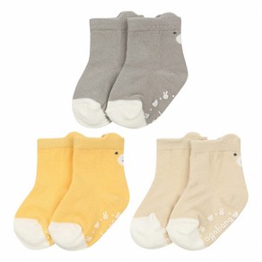 아가방 중계점 론 입체 단말 3Colo (BEIGE GREY YELLOW) *24년 봄신상* 부드럽고 착용감 좋은 곰돌이 디자인 유아 양말 0~24개월