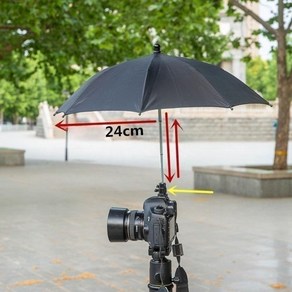 이쿱 야외 촬영 카메라 우산 수납식 소형 DSLR, 회전 텔레스코픽 - 소형 27cm 검정색 우산, 1개