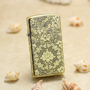 Gold Lotus Metal Edition Slim Zippo Lighte 연꽃 연꽃문양 골드 에디션 정품 슬림 지포 라이터 ZAD-2074