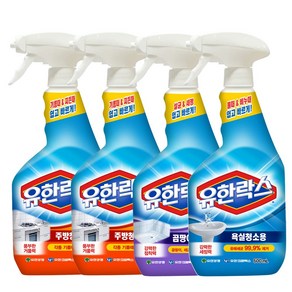 유한락스 주거세정제 600ml X 4개/욕실청소용/곰팡이제거제/주방청소용