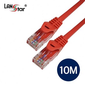 LANsta CAT.6 UTP 기가 랜케이블 10m/LS-6UTPD-10MR/레드/연선/기가비트/인터넷 케이블/50u 금도금/RJ45 8P8C 다이렉트/1Gbps 속도/250MH, 1개