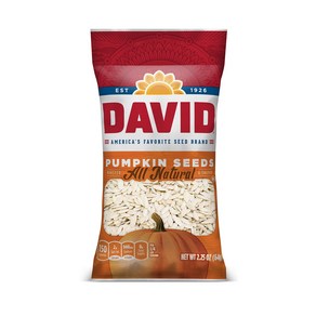 DAVID Roasted and Salted Pumpkin Seeds 2.25 oz DAVID 구운 소금에 절인 호박씨 2.25온스, 1개, 63g